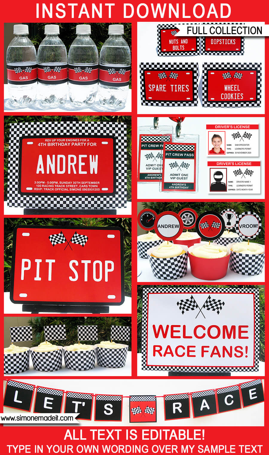 Race Car Party Printables Invitations Decorations