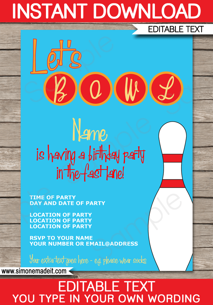 Bowling Invitation Template Bowling Party Invitations