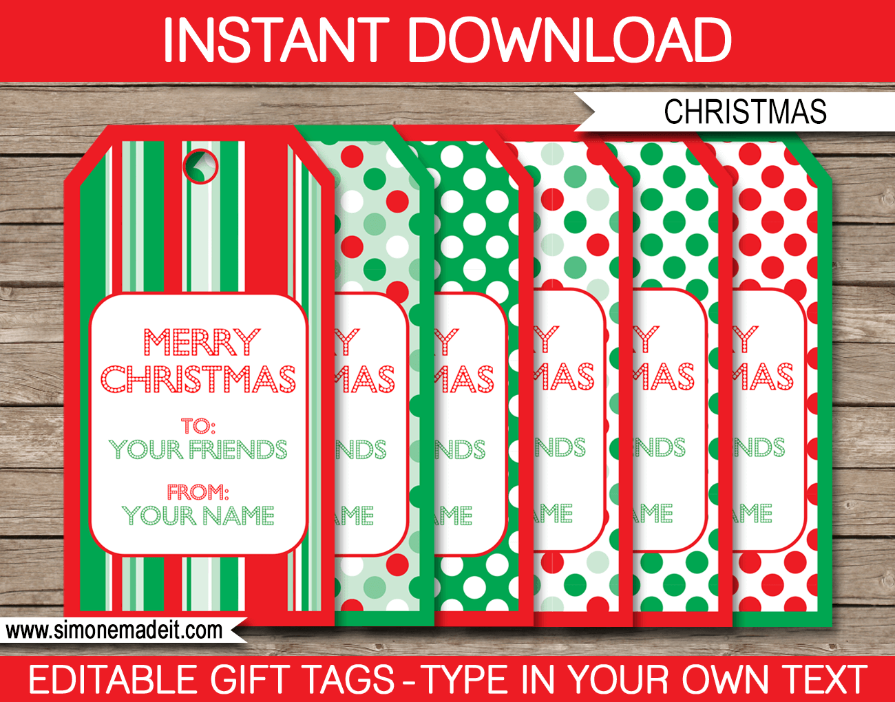 teacher editable holiday gift tags