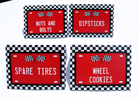 Race Car Party Food Labels