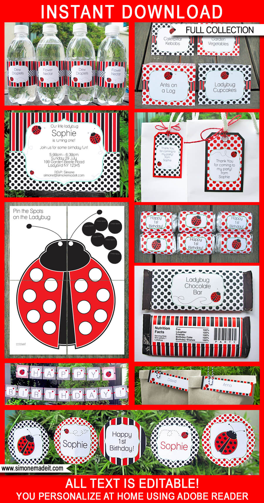Ladybug Party Printables Invitations Decorations