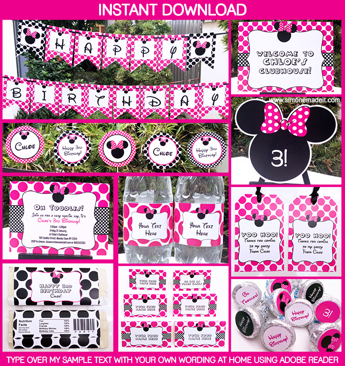 MINNIE MOUSE Printable Birthday Party Collection