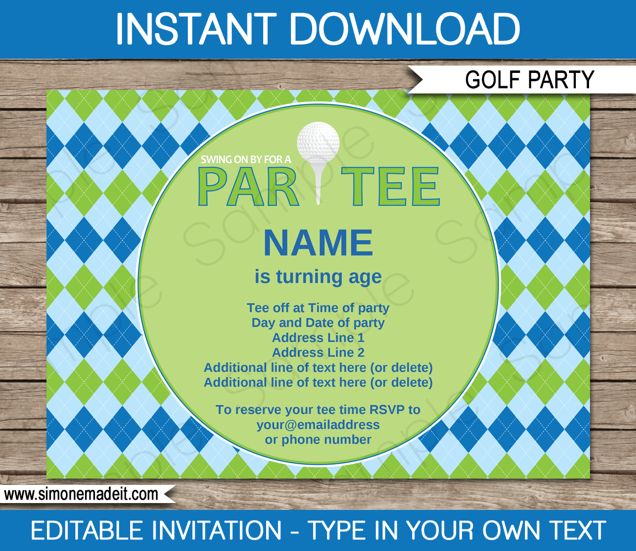 Golf Party Invitations Template Printable Golf Birthday Party Invite