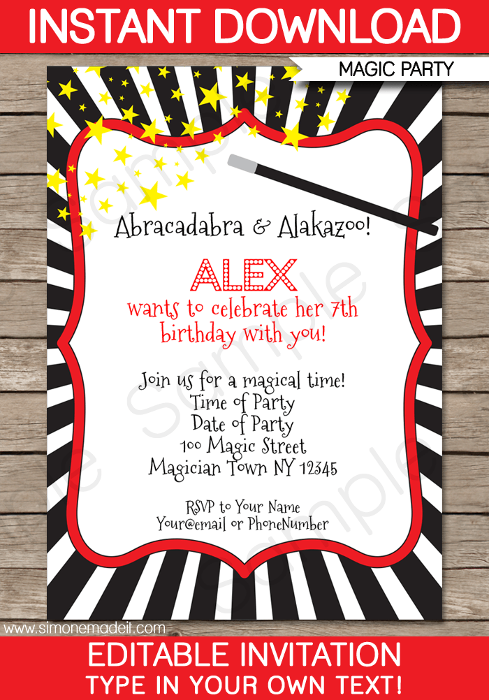 Magic Party Invitations Template Birthday Party