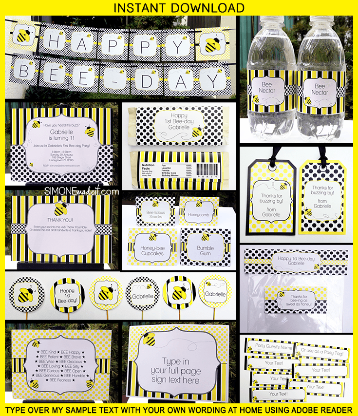 Bee Baby Shower Decorations, Printable Welcome Sign