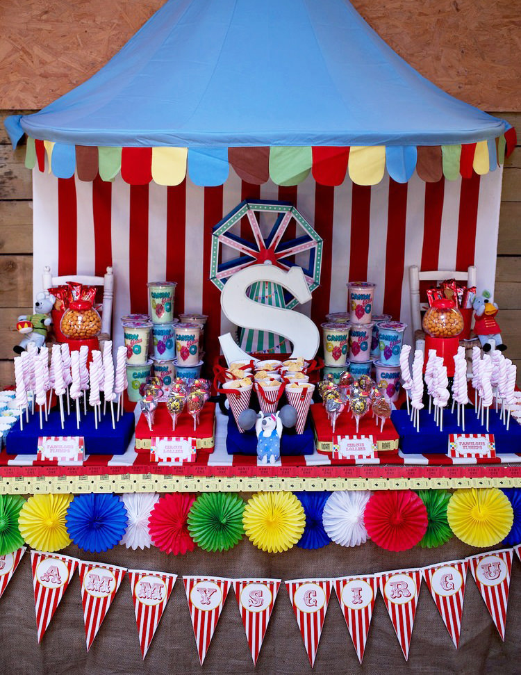 Colorful Circus Dessert Table | Carnival birthday parties, Circus carnival  party, Circus theme party