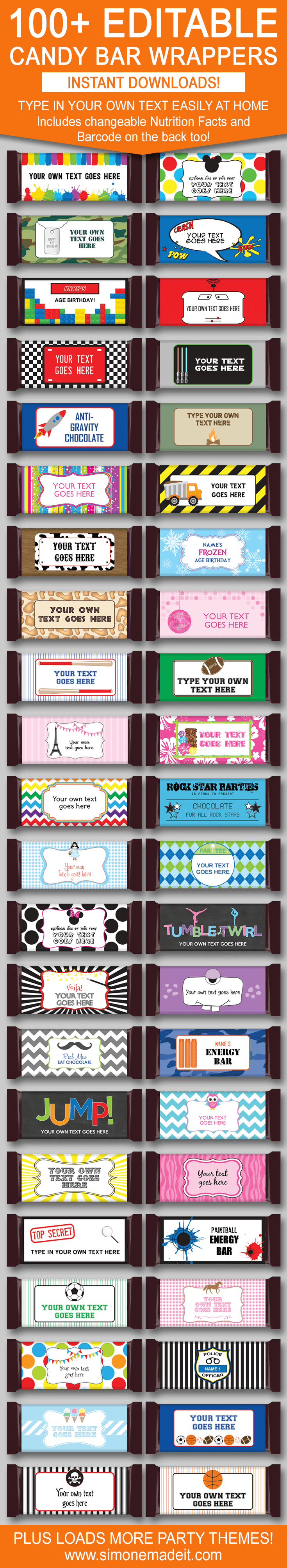 DIY Candy Bar Wrapper Templates Party Favors Chocolate Bar Labels