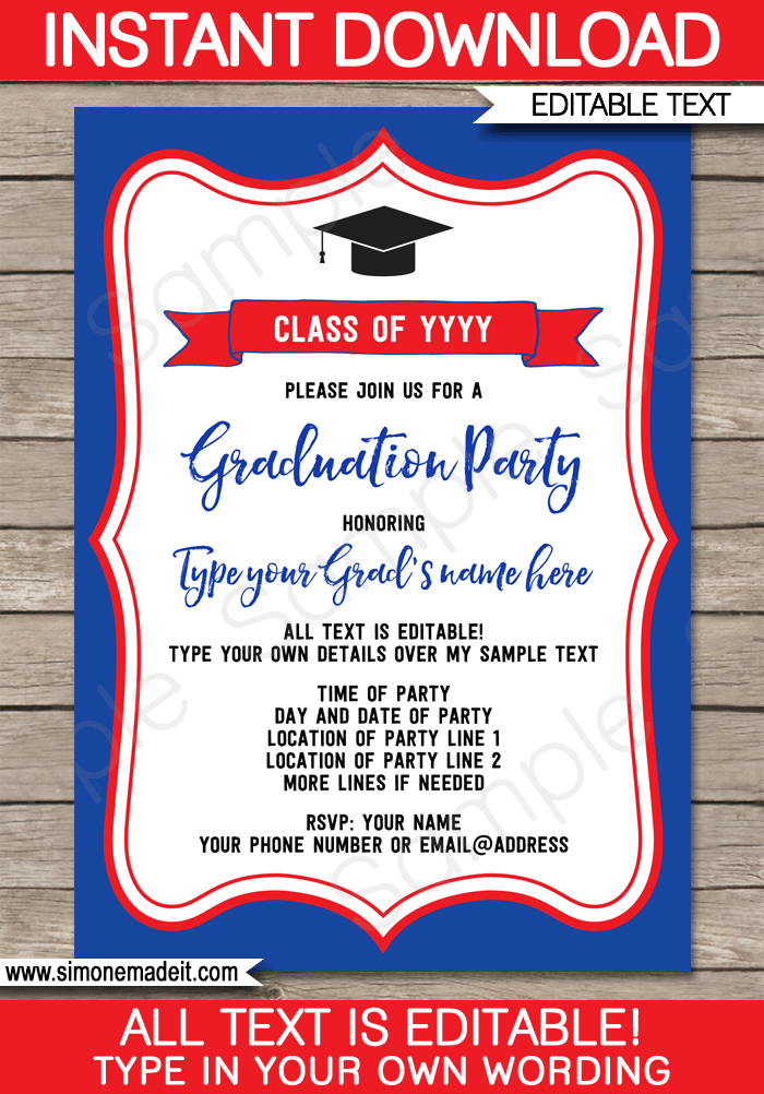 Graduation Party Invitations Template Printable Graduation Invite