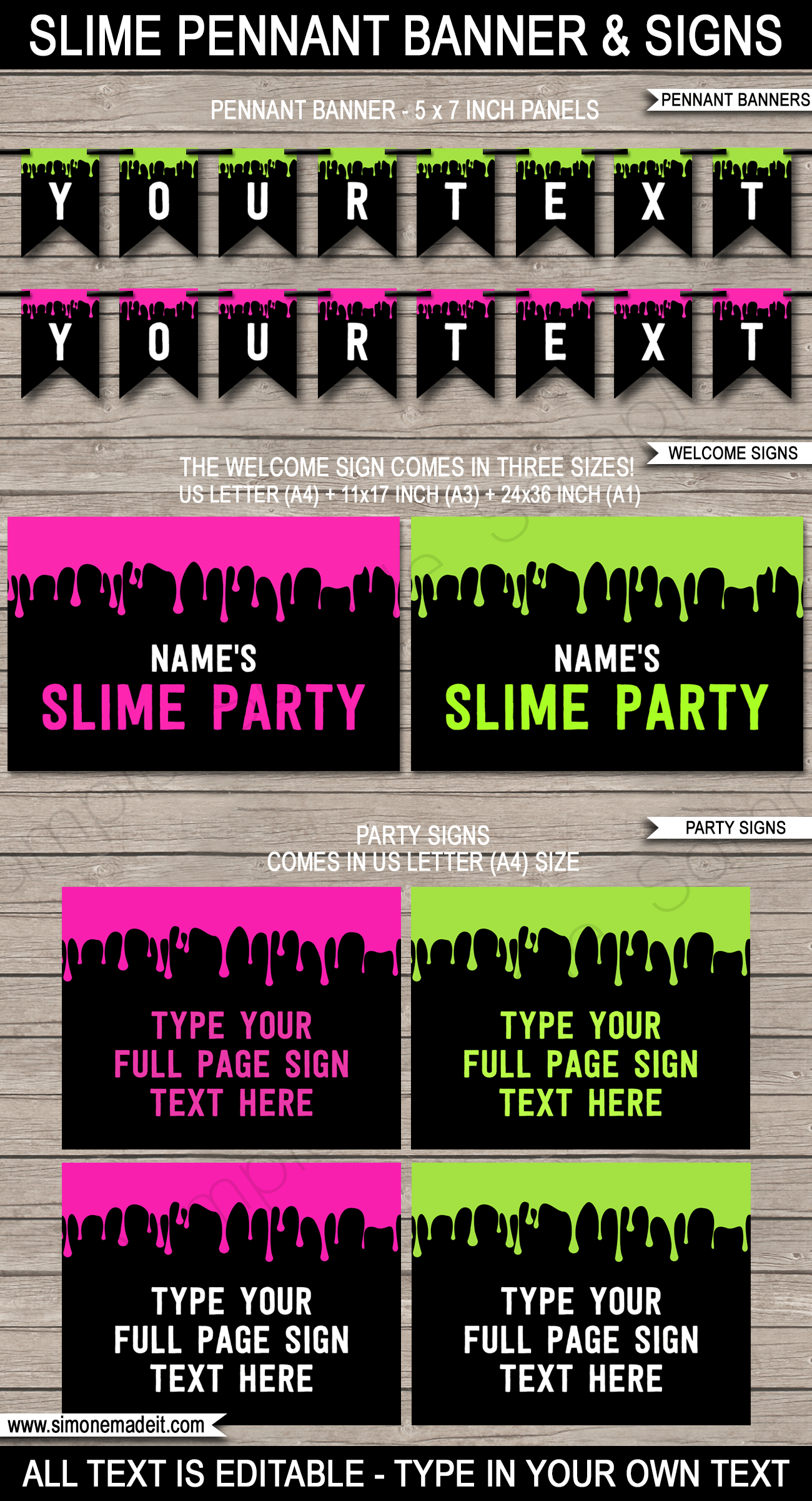 Slime Party Decorations and printables - My Party Design