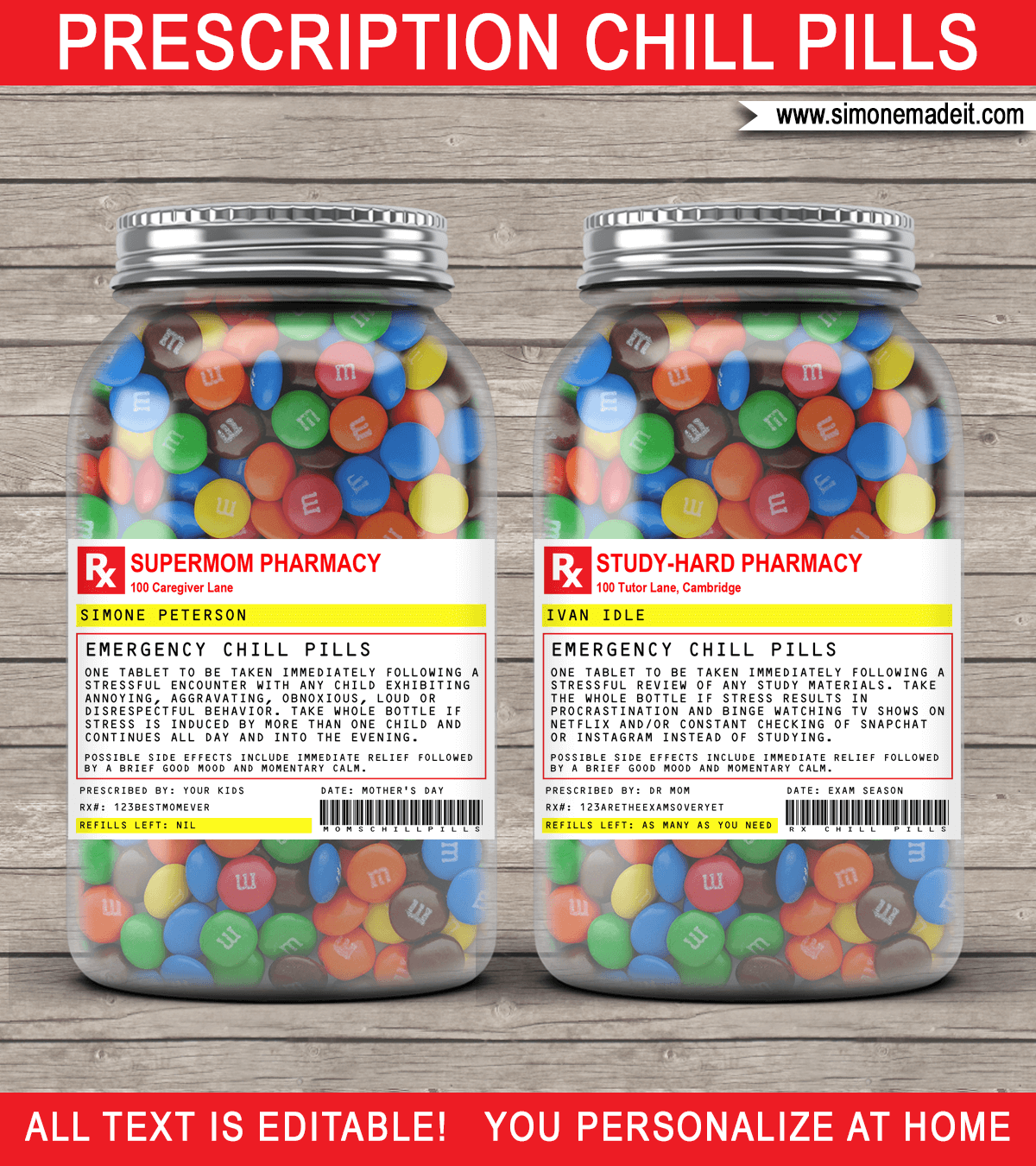 Printable chill pill label template