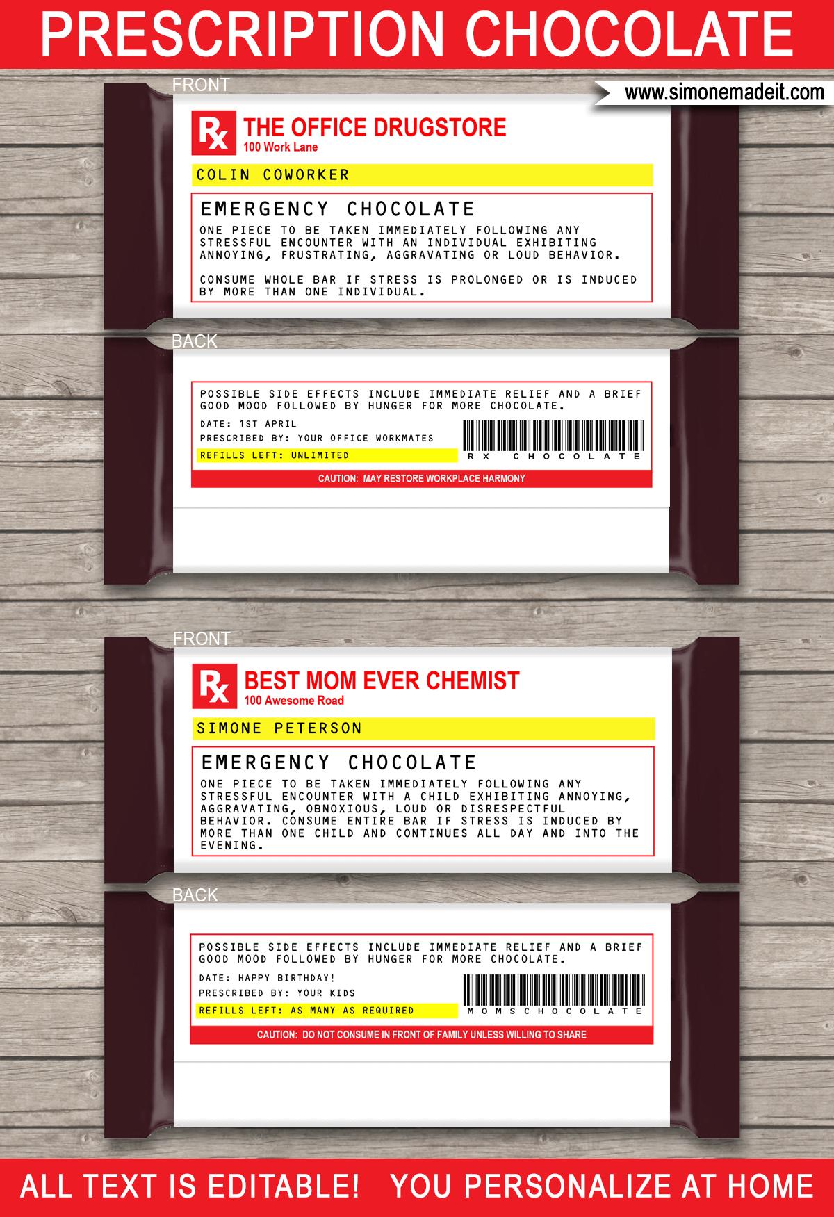 Prescription Label Templates Printable Chill Pills FunnyGift