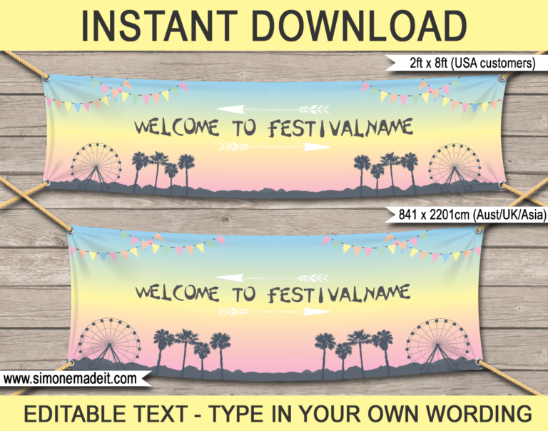 Coachella Theme Welcome Banner Template | Personalized