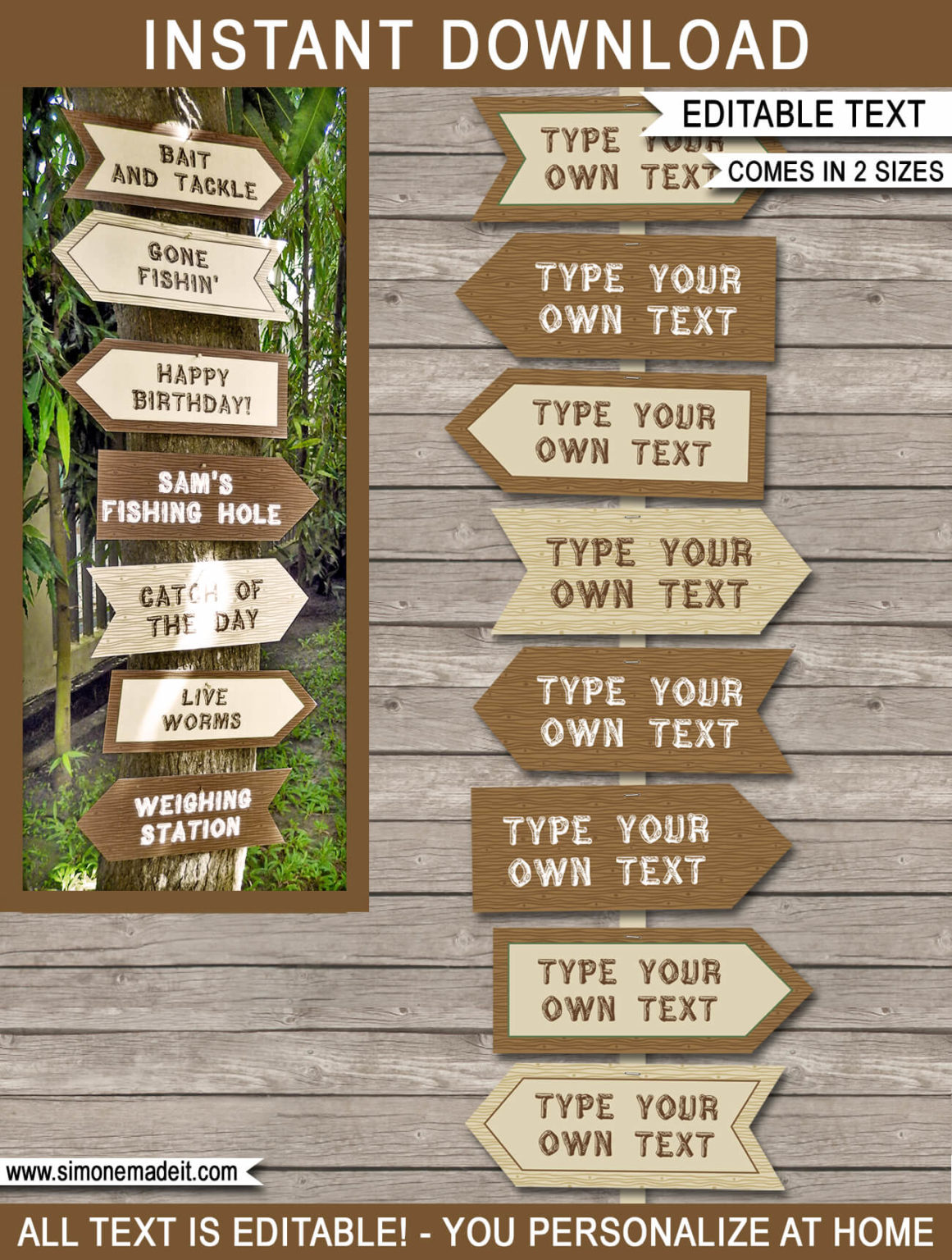 Fishing Party Arrow Direction Signs Template | Printable Decorations