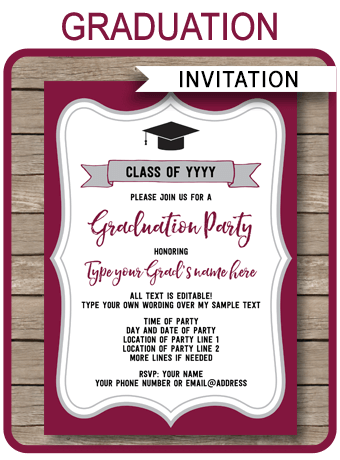 Graduation Party Invitations Template | Printable Graduation Invite