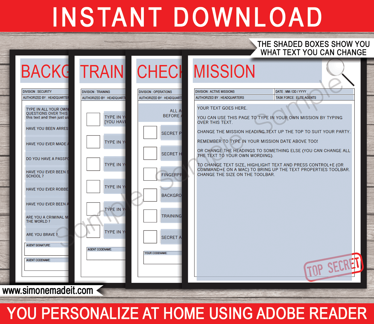 Spy Party Mission Activities Checklist Template Printable Secret