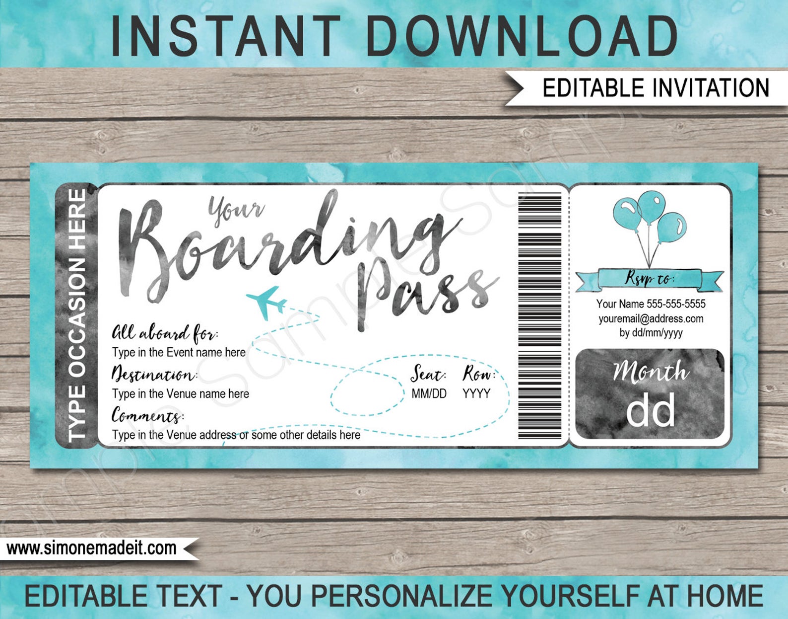 Boarding Pass Invitation Template Collection