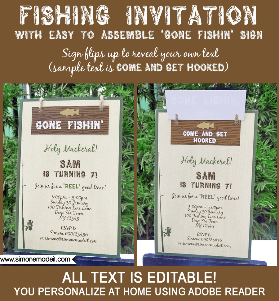 Fishing Party Invitations Template  Printable Fishing Birthday Party Invite