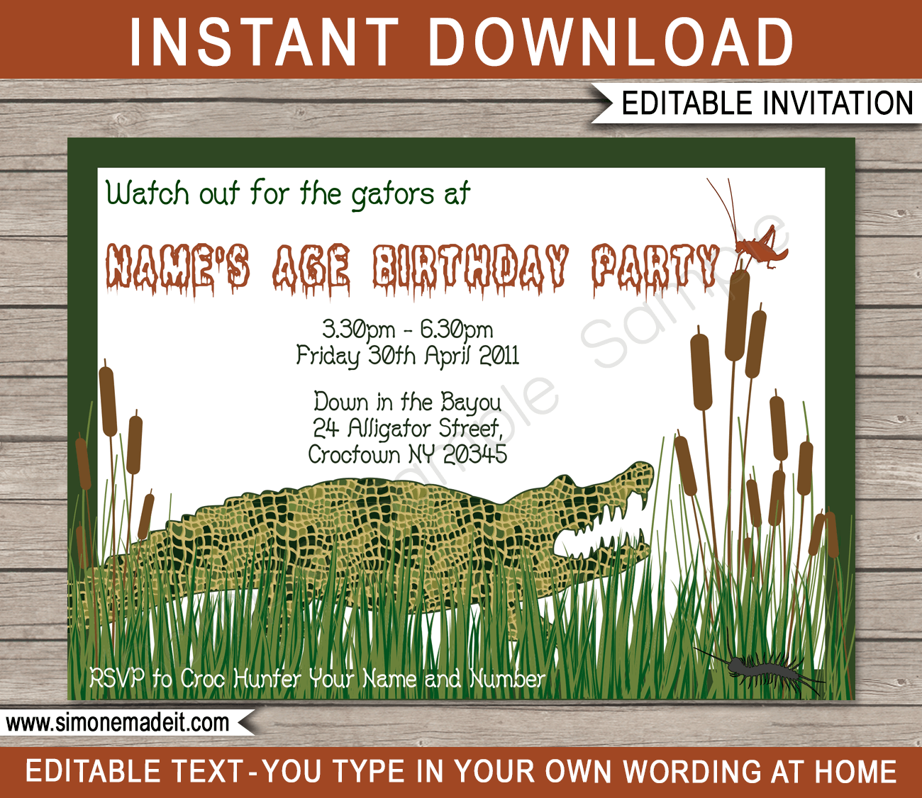 Swamp Party Printables, Invitations & Decorations