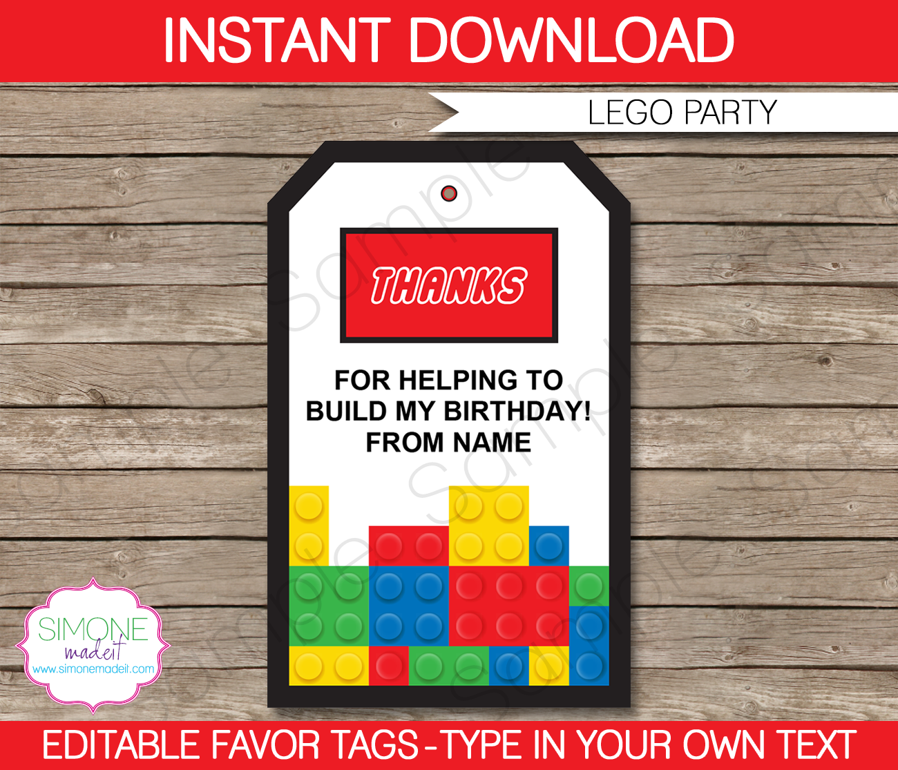 Lego Favor Tags Template Printable Thank You Tags Birthday Party