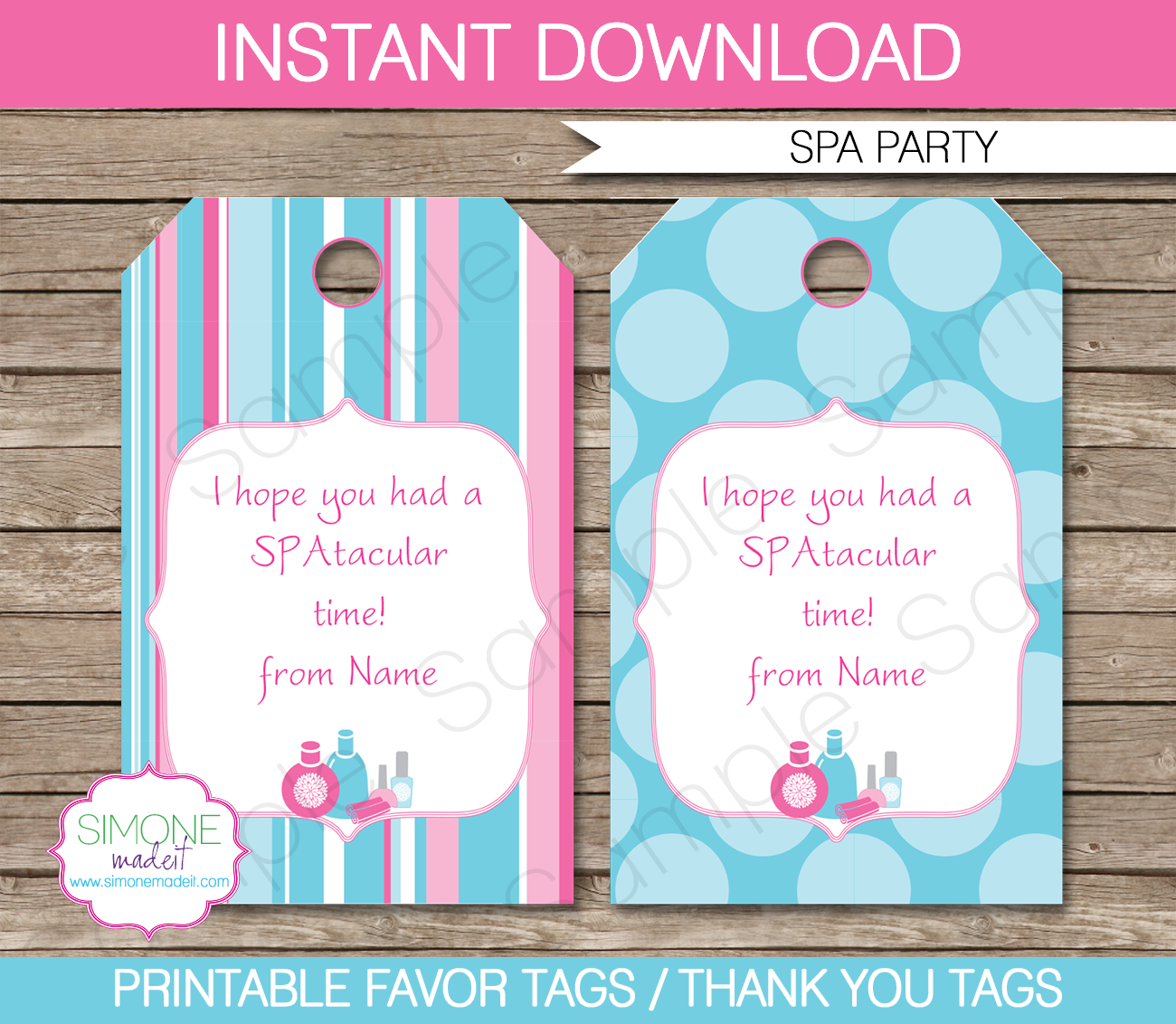 Spa Party Favor Tags Template Thank You Tags