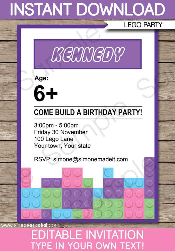 Lego Friends Party Invitations Birthday Party Template