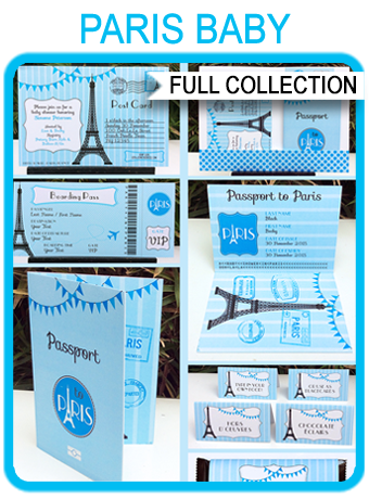 PARIS BABY SHOWER PRINTABLES, INVITATIONS & DECORATIONS | THEME TEMPLATES