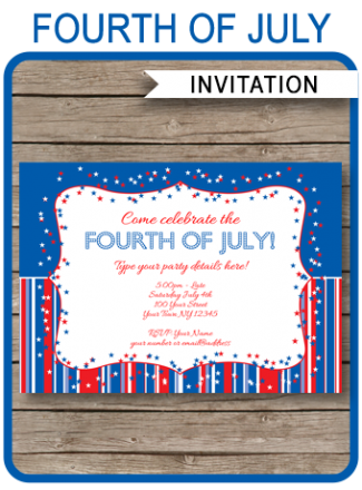 July 4th Party Invitations Template | Fourth of July Party