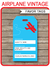 Airplane Birthday Party Luggage Favor Tags | Thank You Tags