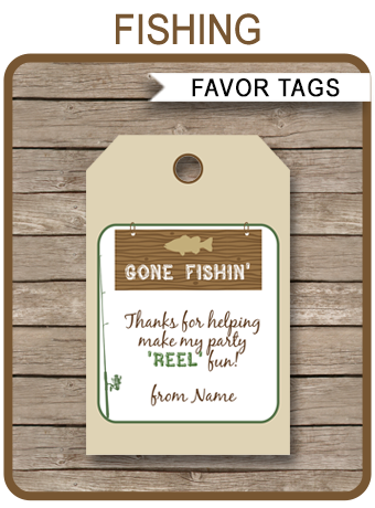 Editable Fishing Favor Tags Tags Fishing Birthday Thank you tags Gone -  Design My Party Studio