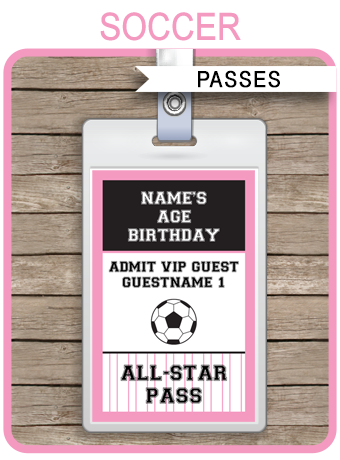 Soccer Birthday Party Favor Tags template - pink