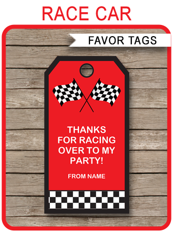 Race Car Favor Tags Racing Gift Tags Thank You Tags Race Car Birthday ...