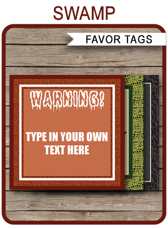 Swamp Party Favor Tags template