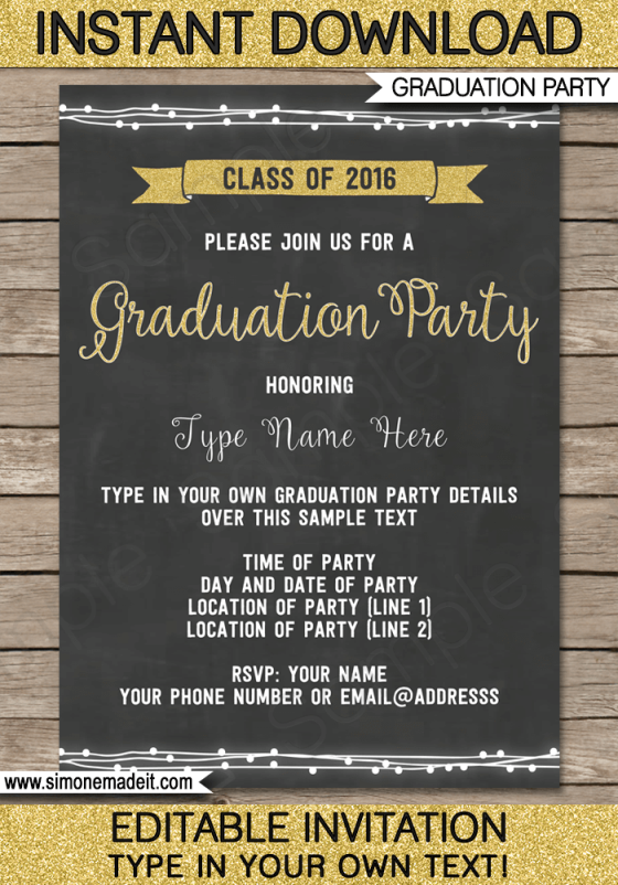 Graduation Party Invitations | Printable College High School Invites