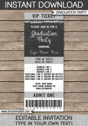 Graduation Party Ticket Invitation Template | High School Graduation Invite