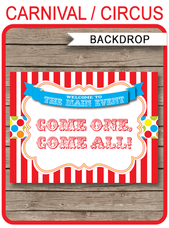 Printable Carnival Party Backdrop Sign Template | Circus Party Theme