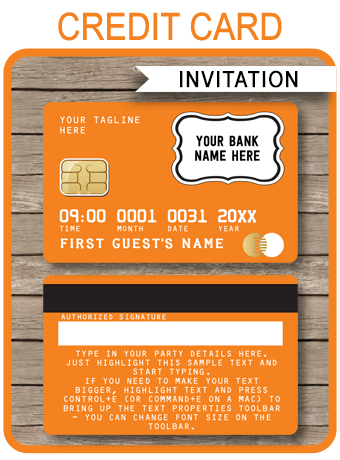 card baby template congratulations Hunt Invitations Credit  Card Orange  Mall Scavenger