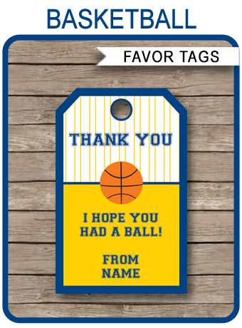 Editable Basketball Party Favor Tags Personalized Jersey 