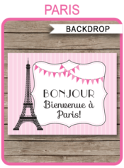 Paris Party Backdrop Sign - Bonjour Bienvenue a Paris | Printable DIY Template | Party Decorations | 36x48 inches | A0 | $4.50 Instant Download via SIMONEmadeit.com