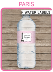 Paris Party Water Bottle Labels | Birthday Party | Editable DIY Template | $3.00 INSTANT DOWNLOAD via SIMONEmadeit.com