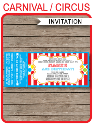 Printable Carnival Game Signs Templates | Circus Theme Party Decoration