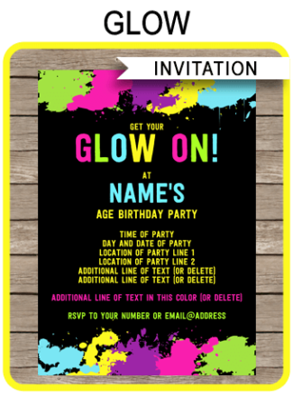 Neon Glow Birthday Party Printables - SIMONEmadeit Parties