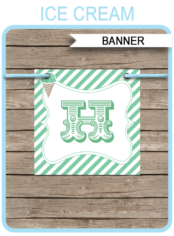 Ice Cream Party Banner Template | Birthday Banner | Editable Bunting