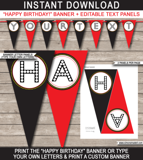 Movie Party Banner Template | Birthday Banner | Movie Night Bunting