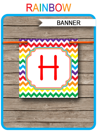 rainbow party banner template birthday banner editable