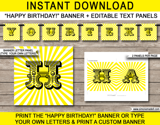 Sunshine Party Banner Template | Printable Birthday Pennant Banner