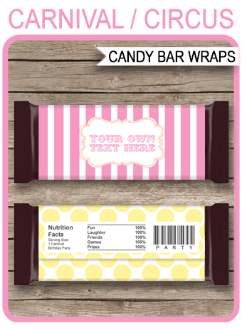 Yellow Carnival Hershey Candy Bar Wrappers | Personalized Candy Bars