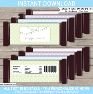 Easter Hershey Candy Bar Wrappers Template 