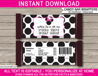 Minnie Mouse Hershey Candy Bar Wrappers | Personalized Candy Bars