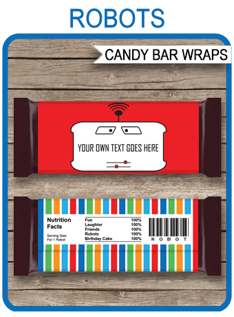 Robot Hershey Candy Bar Wrappers Template | Personalized Candy Bars