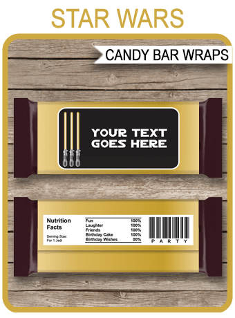 Gold Star Wars Party Hershey Candy Bar Wrappers | Birthday Party Favor